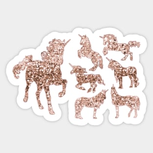 Sparkling rose gold unicorns Sticker